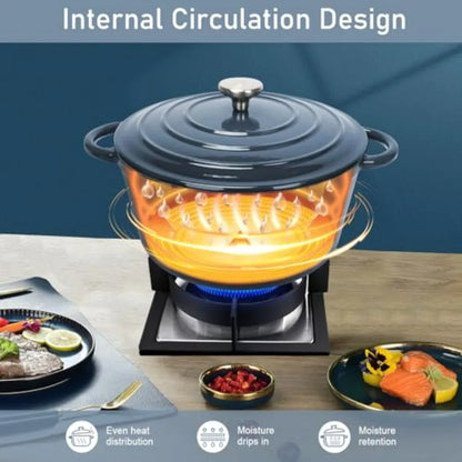 Nonstick Enameled Cast Iron Cookware Set 9 Pieces Dutch Oven Pot with Lid for Braising Stews Roasting Bread Baking Cooking Pot