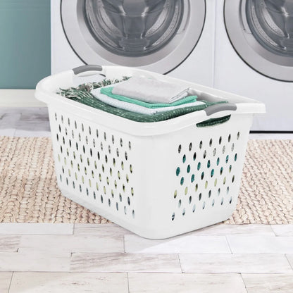 Jumbo Plastic Laundry Basket with Ventilation Holes Comfortable Carrying Handles Efficient Loading Ideal Home Dorm Room Storage