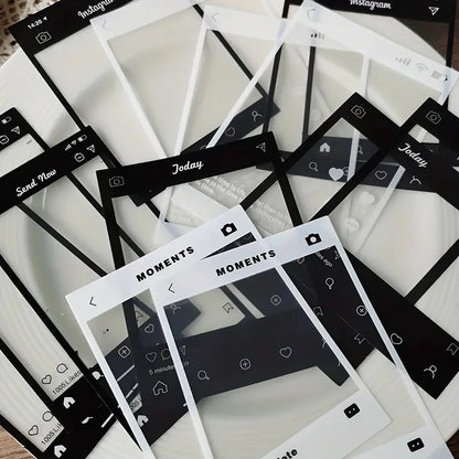 15 Sheets Of Transparent Retro Adhesive Collage Hand Account Decoration Material Sticker Pack, Album Scrapbooking Decor Supplies