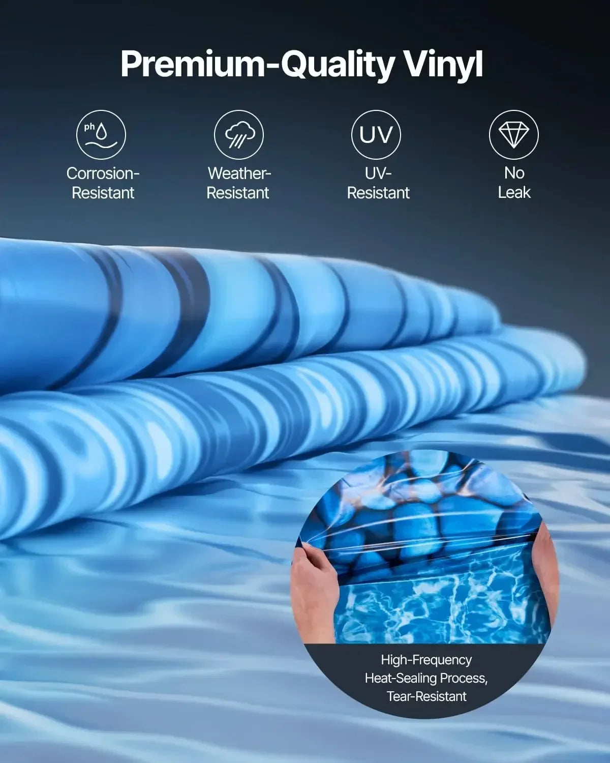 Durability Big deal 24-ft Round Above Ground Pool Liner, Unibead Pool Liners, Standard Gauge, 52inch Wall Height, Designed for S