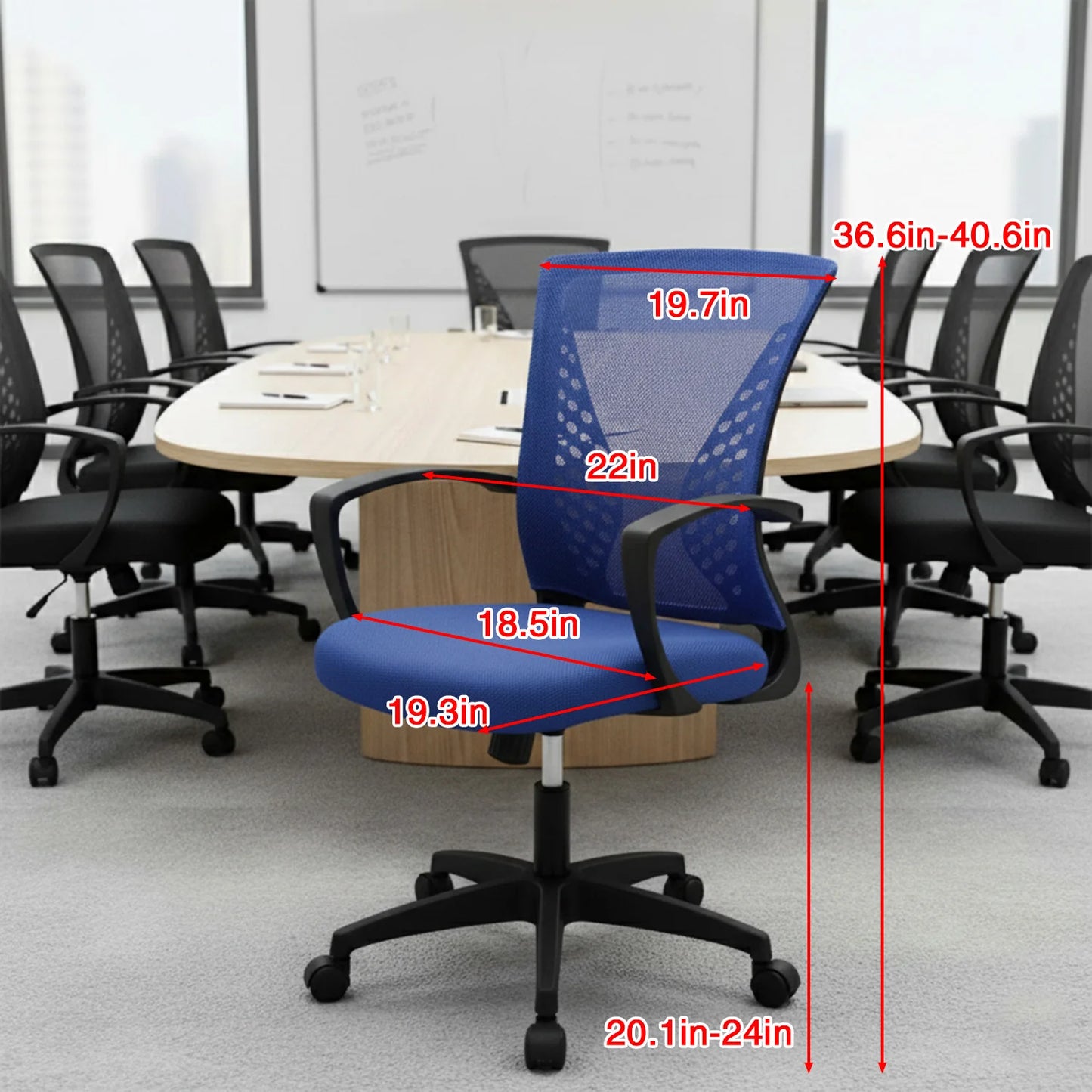 Office Chair Mesh Chair Ergonomic Computer Desk Chair Mid Back Swivel Lumbar Support with Armrest