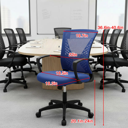 Office Chair Mesh Chair Ergonomic Computer Desk Chair Mid Back Swivel Lumbar Support with Armrest