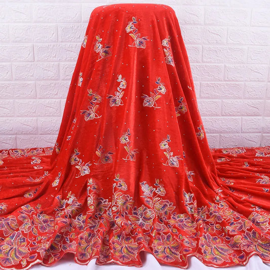 Nigerian Velvet Lace Fabric 2025 High Quality 5 Yards Sequins African Lace Fabric Nigerian Lace for Women Wedding Dress Sewing