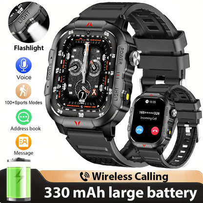 LAXASFIT New Smart Watch 2.01 Display Men Sports Watch LED Flashlight Bluetooth Call Health Monitor IP68 Waterproof Smart Watch