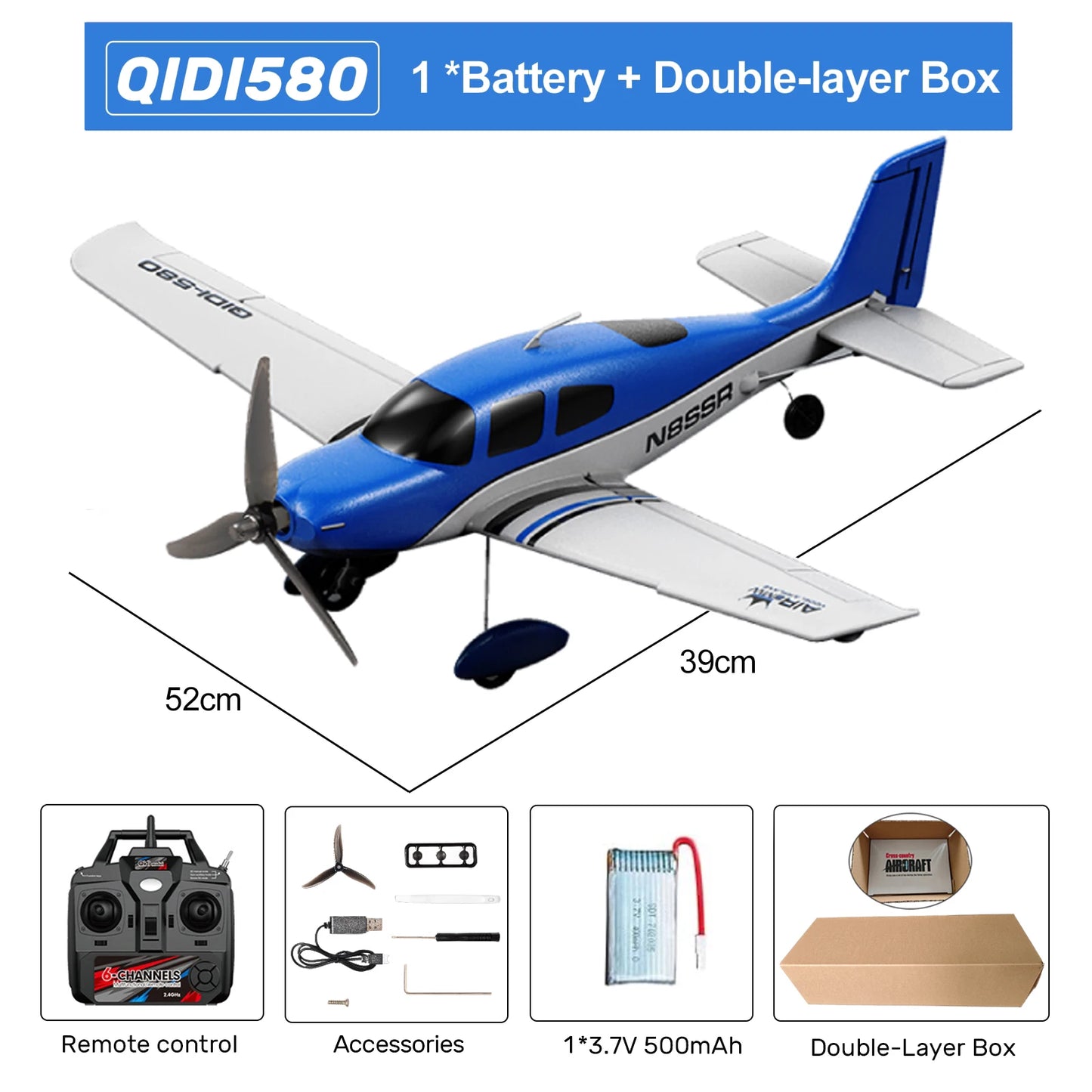 QIDI580 Stunt RC Glider Plane 4CH 2.4G Remote Control Brushless Aircraft EPP Foam Fixed Wing Airplane Model Toys for Children