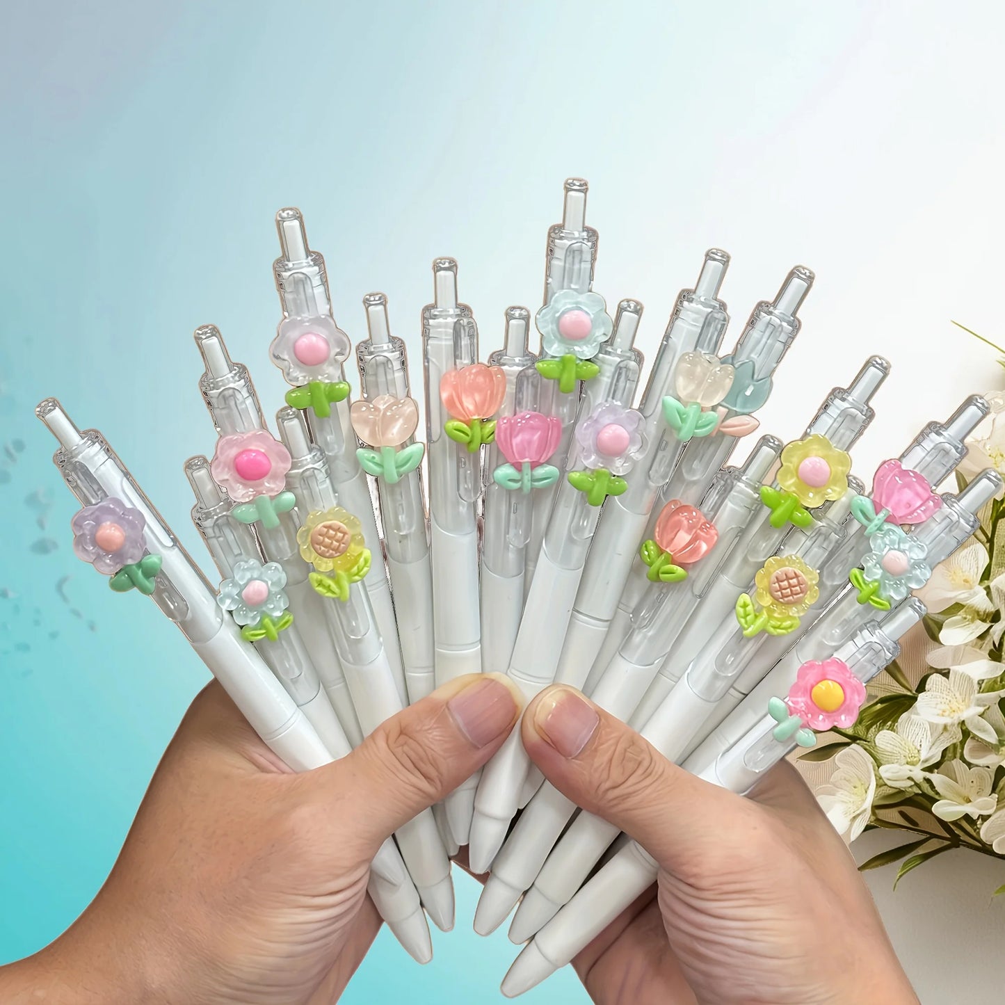 5pcs Flower Pens Ballpoint Pens Flower-Birthday Writing Pens Student Stationery Office Party Gifts, Fine Writing