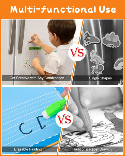 Letters and Numbers Set for Toddlers, 52Pcs Refrigerator Alphabet Magnets for Kids- Early Education Toy with English Cardboard P