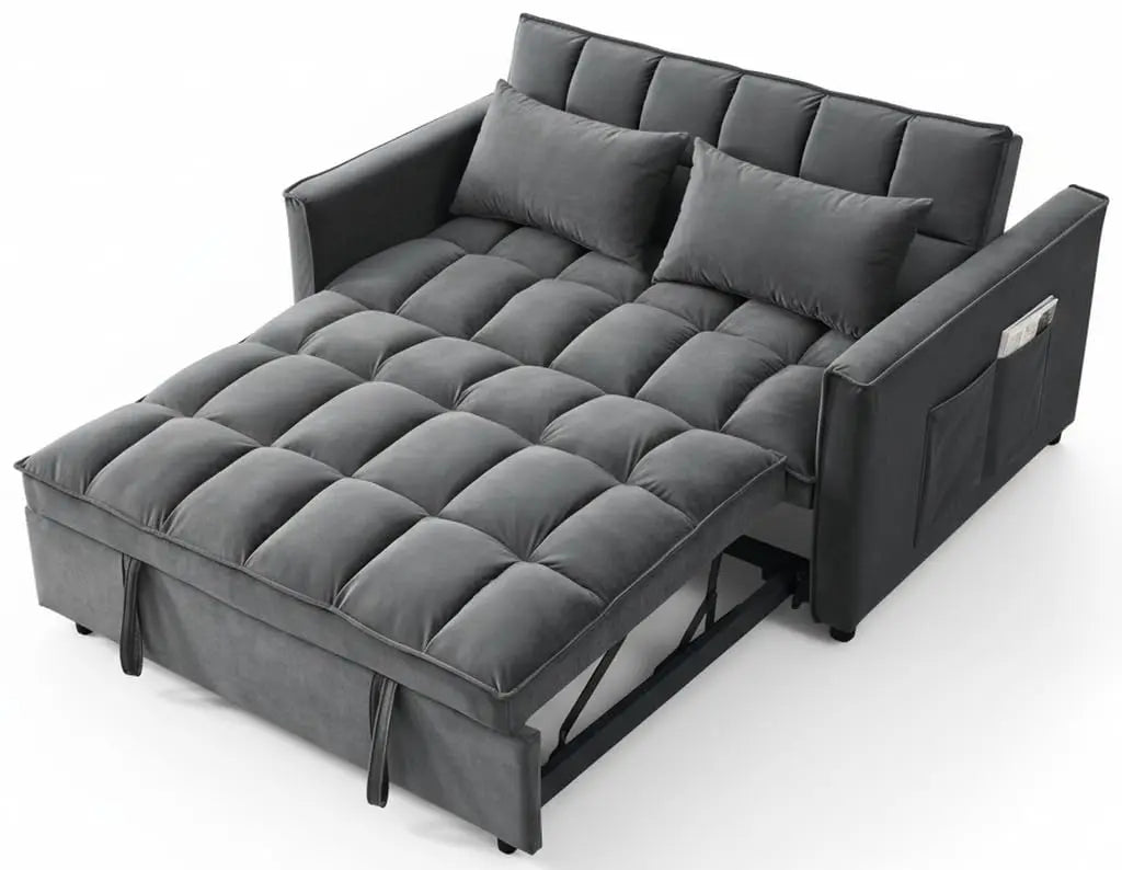 3 in 1 Convertible Sleeper Sofa Bed, Futon Couches for Living Room with Side Pocket | Adjustable Backrest| Velvet, Customized
