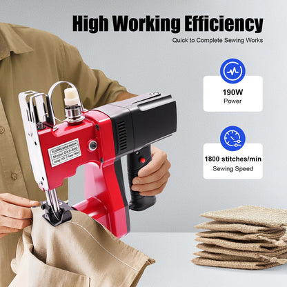 190W Electric Sewing Machine, 1800 rpm Portable Bag Sewing Machine, Knitted Bag Sealing Closing Packing Machine