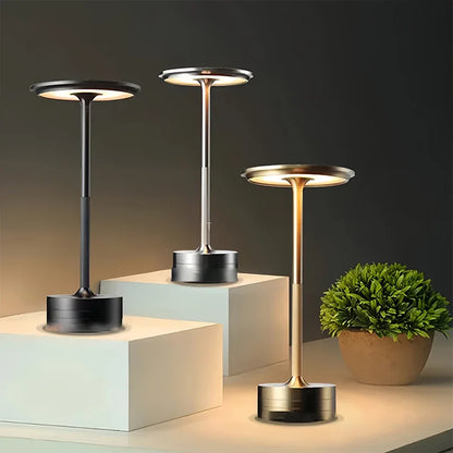 Vintage Metal LED Desk Lamp Touch Control Adjustable Brightness Rechargeable Portable Office Bedroom Living Room Bar Ambient