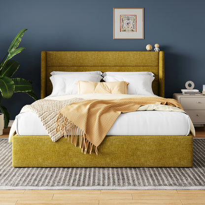HOOMIC Lift Up Storage Platform Bed Frame with Wingback Headboard/Heavy Duty Hydraulic Bed/Large Underneath Storage, Noise Free