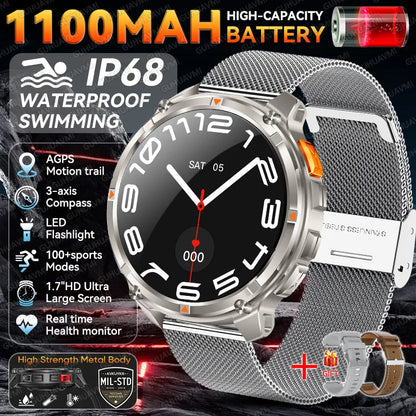 2026 New T-Rex3 Ultra 1100mAh Super Capacity Battery Adult Men Smart Watch 1.7" Large Screen Call 5ATM Waterproof Sports Watches
