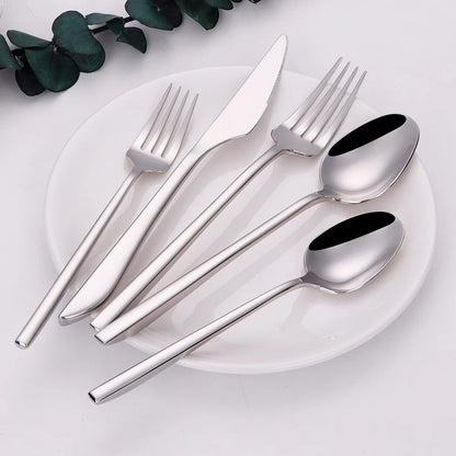 6/12/15/18/21 Pieces Sliver Cutlery Set Stainless Steel 304 Tableware Western Dinner Set Mirror Elegant Knife Fork Spoon