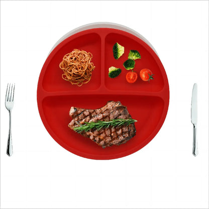 Unbreakable Silicone Divided Plate Anti-Slip Design Dishwasher Safe Food Grade Ideal Independent Eating No Mess Spill Prevention