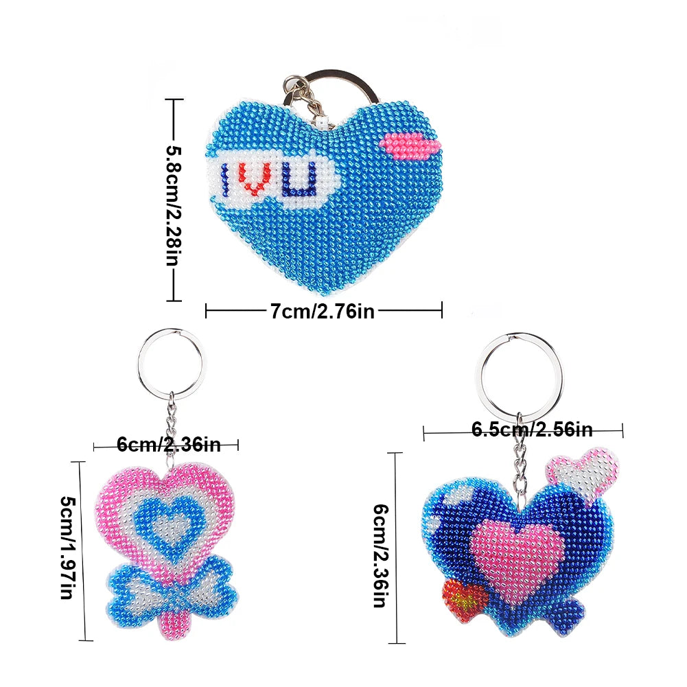 Printed Bead Embroidery Needlework Key Ring Kit Bead Cross Stitch Kit Keychain for Women Bag Pendant Beadwork Handmade Craft