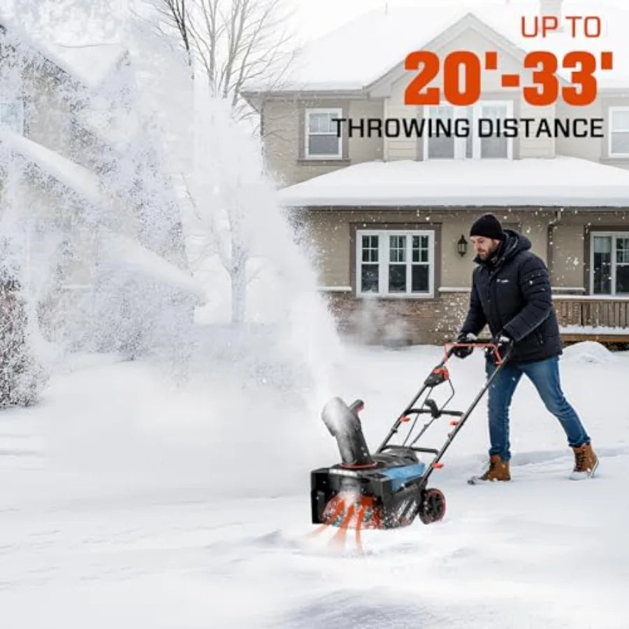 40V 18'' Cordless Snow Blower 33' Max Throwing Distance 1500W Brushless Motor Variable Speed Steel Auger LED Lights with 2×5.0A