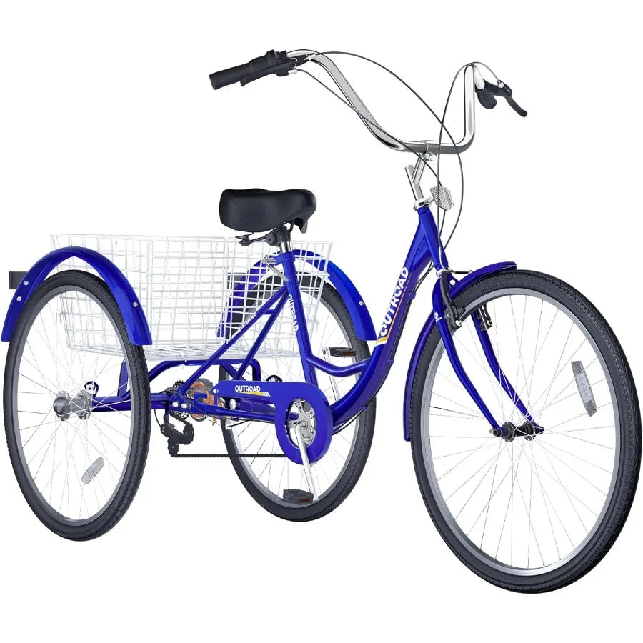 24 26 Inch 1 7Speed Adult Tricycle with Basket 3 Wheel Adult Tricycle Cruise Bike for Women Men Seniors