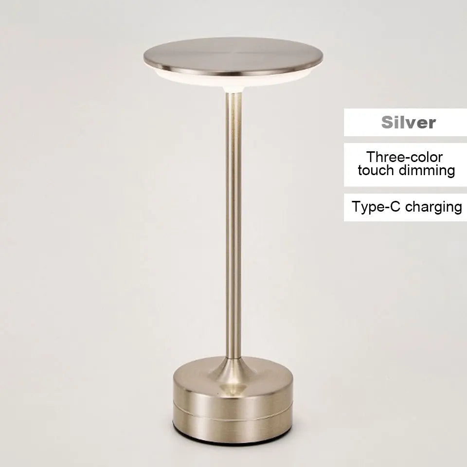 Vintage Metal LED Desk Lamp Touch Control Adjustable Brightness Rechargeable Portable Office Bedroom Living Room Bar Ambient
