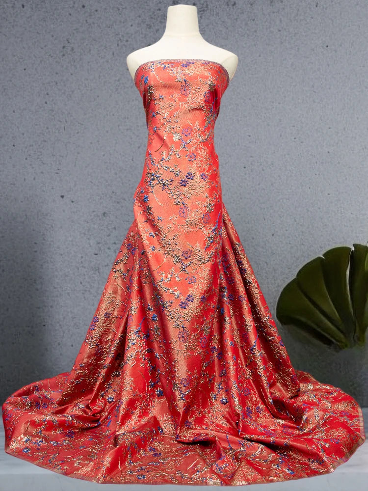 Kalume African Brocade Jacquard Lace Fabric 2025 High Quality Gilding Lace Fabric Ship From U.S. 2-5Days for Sewing Dress F3464