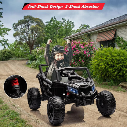 2 Seater Ride On Car, 24V Kids Ride On UTV Car w/Remote Control, 2×200W Motor Electric Vehicle LED Lights Off-Road Toy for Kids