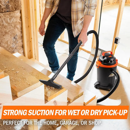 4 Gallon Wet/Dry Vacuum with Powerful Suction, Nozzles & Brush for Home and Workshop