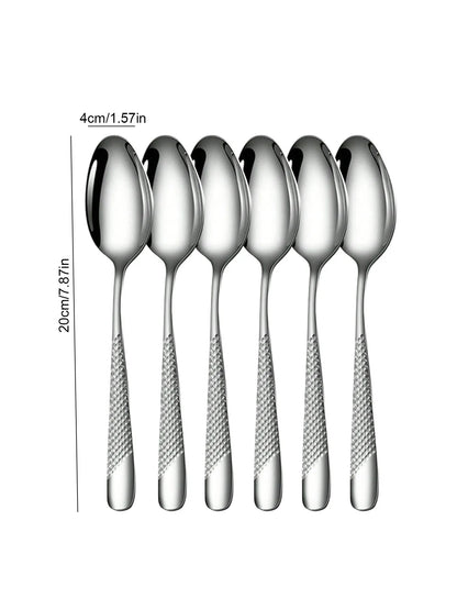 6pc/30pc Stainless steel silver high-end star diamond tableware set knife, fork and spoon dessert fork and spoon