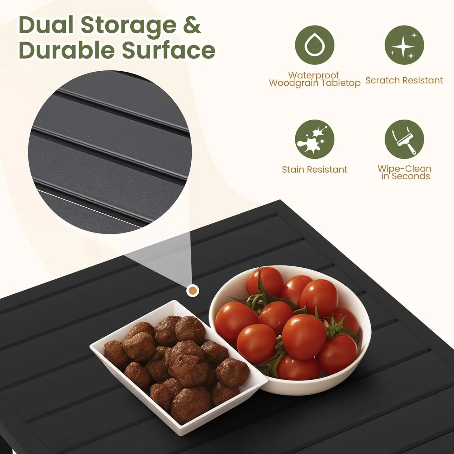 3-Piece Patio Furniture Set, Outdoor Swivel Rocker Patio Chairs Furniture Set of 2 with Matching Side Table