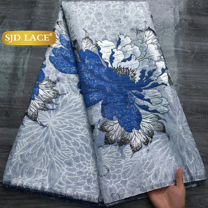 SJD LACA African Brocade Lace Fabrics 2025 High Quality Tulle Damask Nigerian Jacquard French Lace For Sewing Women Dresses 2485