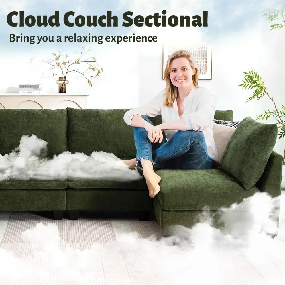 124" Modular Sectional Sofa, U-Shaped 6 Seater Sectional Sofa with Storage Ottoman & USB Ports, Large Cloud Couch Customized