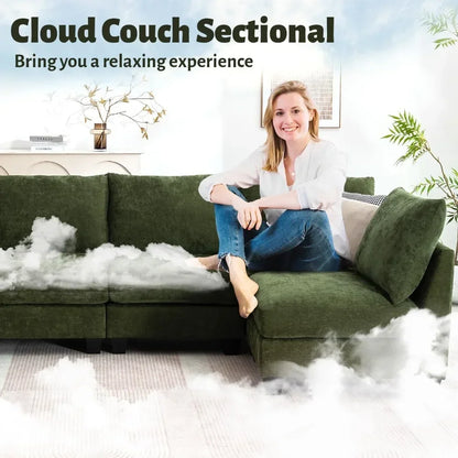 124" Modular Sectional Sofa, U-Shaped 6 Seater Sectional Sofa with Storage Ottoman & USB Ports, Large Cloud Couch Customized