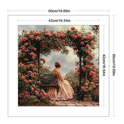 Full Embroidery cotton Thread 11CT Printed Girl Cross Stitch Kit Art 50x50cm