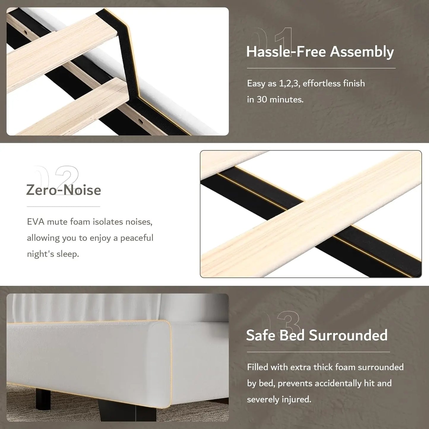 Full Platform Bed Frame with Velvet Upholstered Headboard & Thickened Legs, Mattress Foundation w/Solid Wooden Slats Support