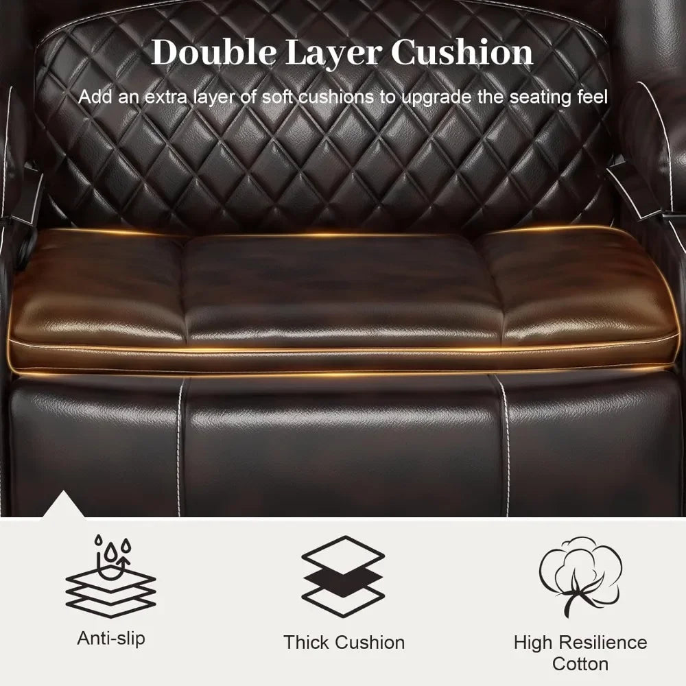 Minimalist 3 seater recliner sofa set with 2-tier cushion, 3+1 pieces in living room, 3 seater reclining couch leather with remo