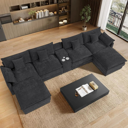 145" U Shaped Cloud Couch Sectionals Comfy White Sectional Couches for Living Room Modern Fluffy Oversized Modular Sofas, Chenil