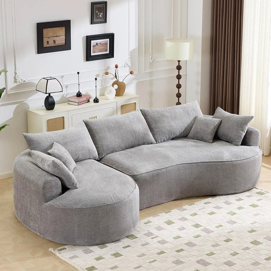 126.4" Oversized L-Shaped Boneless Sofa, Deep Seat Sectional Couch with Curved Seat Design and 7 Pillows,, Customized