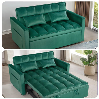 3 in 1 Convertible Sleeper Sofa Bed, Futon Couches for Living Room with Side Pocket | Adjustable Backrest| Velvet, Customized