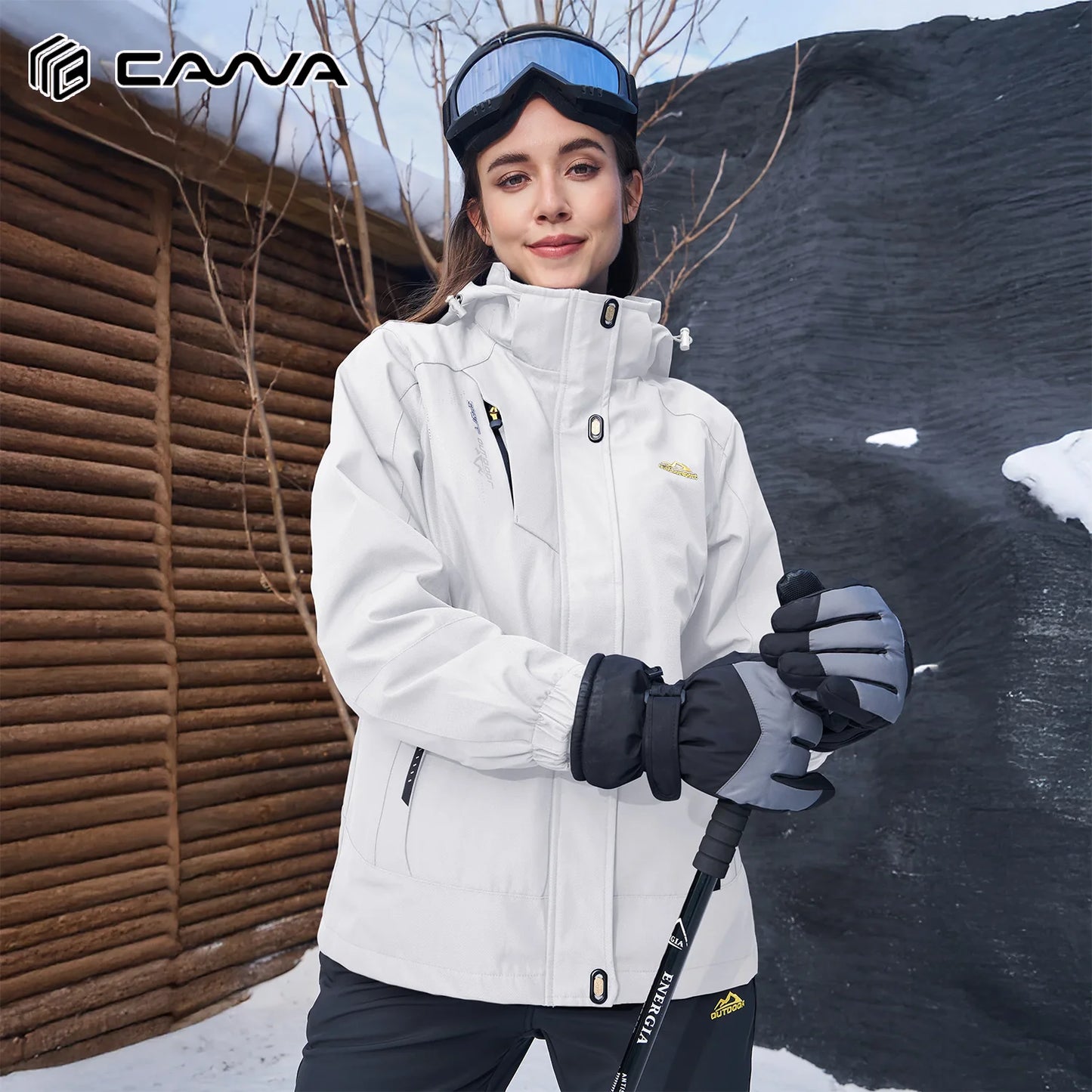 Women's 3-IN-1 Jackets Waterproof Fleece Jacket Outdoor Windproof Skiing Snowboarding Coat Hiking Jackets Parka Hodded Coats