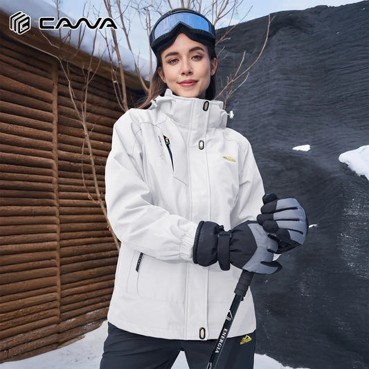 Women's 3-IN-1 Jackets Waterproof Fleece Jacket Outdoor Windproof Skiing Snowboarding Coat Hiking Jackets Parka Hodded Coats