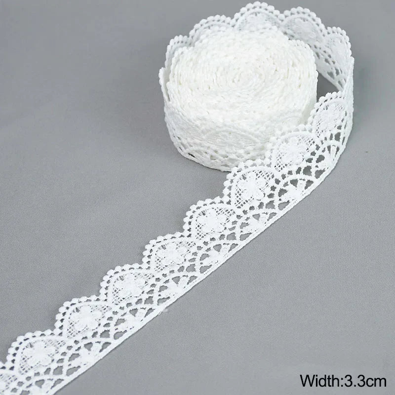 5Yard/rol White Lace Ribbon Tape Fabric Wedding Decoration Gift Wrapping Embroidered Lace Trim DIY Clothes Sewing Craft Supplies