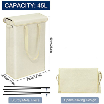 Dirty Clothes Hamper with Lid Collapsible Cotton-Like Linen Laundry Hamper for Home Bathroom or Travel Local Delivery