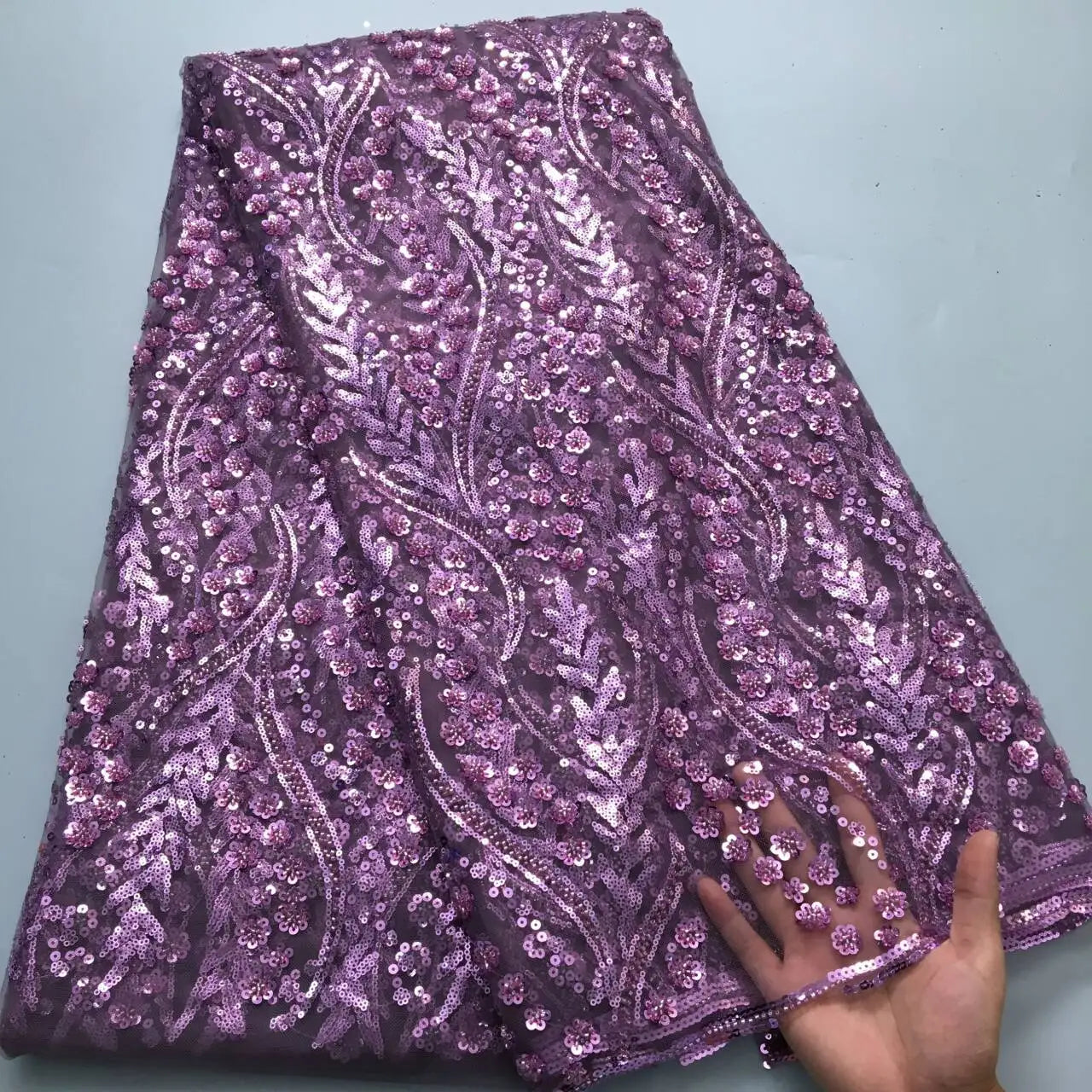 SJD LACE French Mesh Bridal Lace Fabric Beads African Sequins Lace 2025 Hot Sale Nigerian Beads For Women Wedding Dress Sew 3803