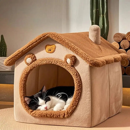 Indoor Warm Dog House Soft Pet Bed Tent House Dog Kennel Cat Bed Removable and Washable Cushion Suitable Four Season Universal