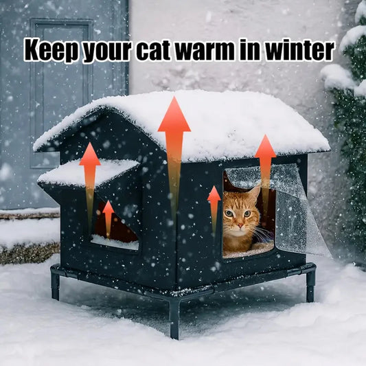 Elevated Pet House-Bed Moisture-Proof Design Cat House Weatherproof for Indoor or Outdoor Use Fits Small or Medium Pets