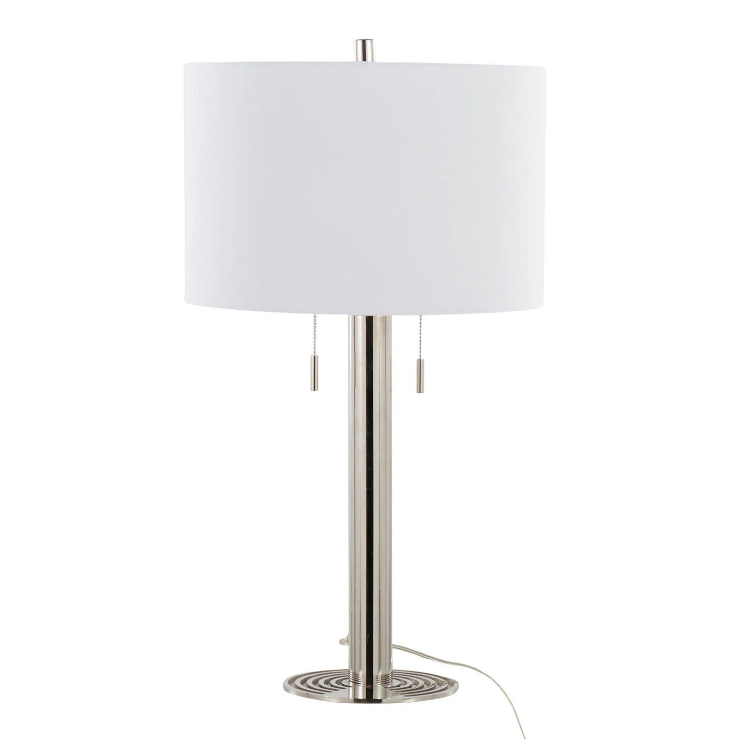 Master 29" Contemporary Metal Table Lamp in Polished Nickel and White Linen Shade from Grandview Gallery by LumiSource - Set of