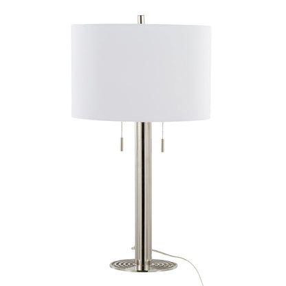 Master 29" Contemporary Metal Table Lamp in Polished Nickel and White Linen Shade from Grandview Gallery by LumiSource - Set of