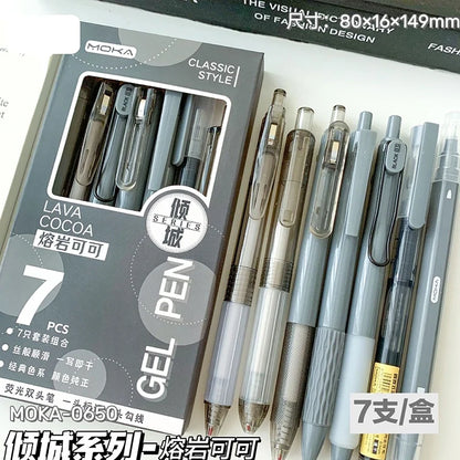 7Pcs/Box Minimalist Transparent 0.5mm Gel Pens Fashion Office Signature Pen Creative Multifunction School Supplies