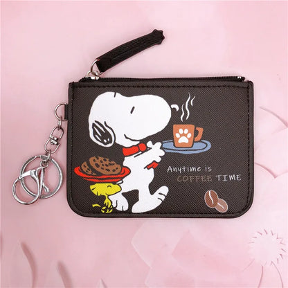 Snoopy Coin Purses Charlie Brown Cute Wallet Women Leisure Woodstock Zipper Card Holder Coin Pouch Lady Cases Giirls