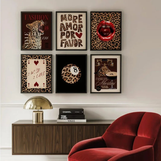 3/6pcs Retro Leopard Cheetah Canvas Prints Poster Y2k Funky Chic Art Prints Bedroom Apartment Wall Art Home Decor Art Poster