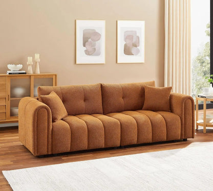 91.5" Modern Boucle Sofa Couch, Comfortable Upholstered Tufted Cloud Couch, 3 Seater Couches for Living Room, Bedroom