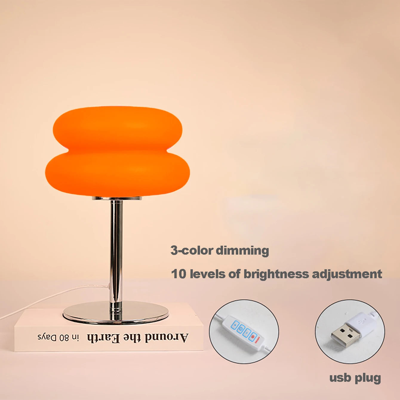 Bauhaus  table lamp plastic lampshade  bedroom bedside living room Nordic mushroom lamp 9-level brightness dimming ambient light